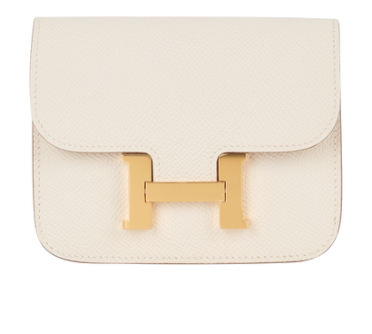 Hermes Constance Slim Belt Wallet in Epsom Craie, front view